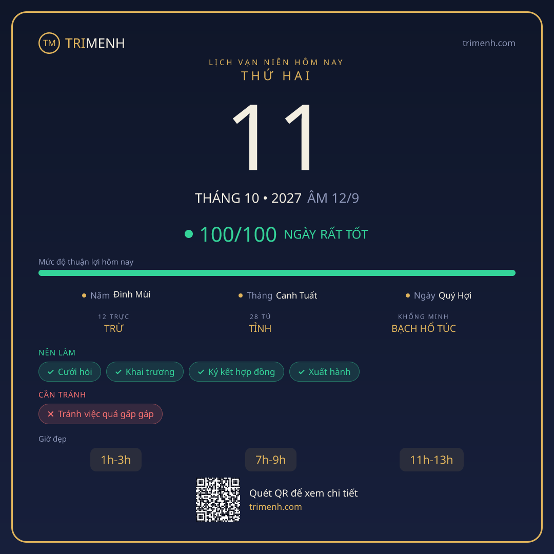 Ảnh lịch ngày 11/10/2027