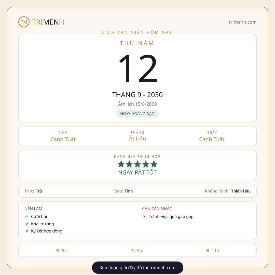 Ảnh lịch ngày 12/9/2030
