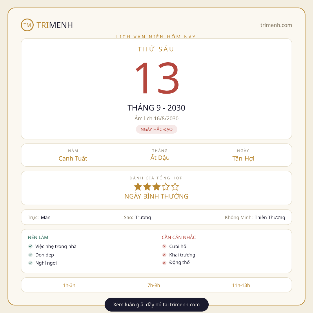 Ảnh lịch ngày 13/9/2030