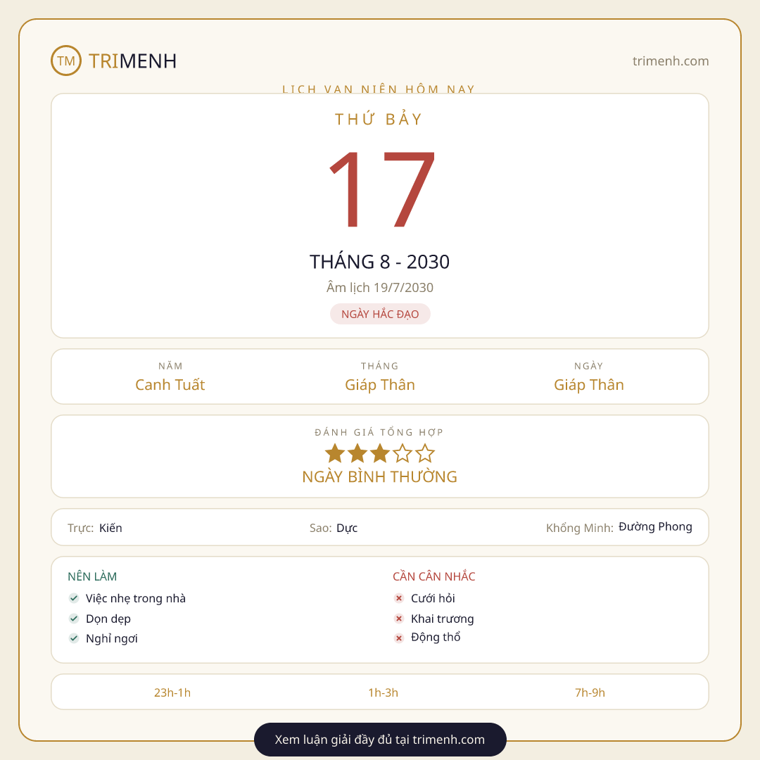 Ảnh lịch ngày 17/8/2030