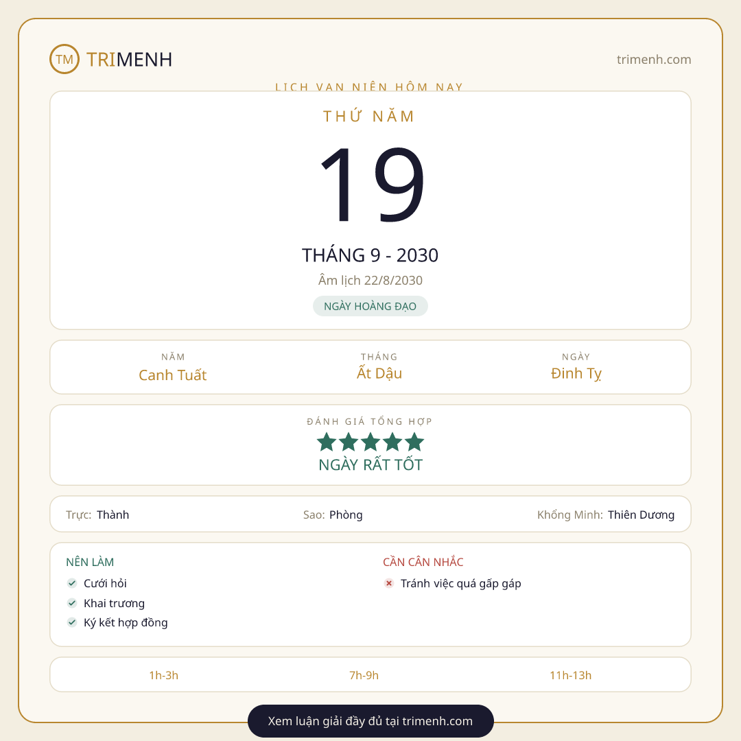 Ảnh lịch ngày 19/9/2030