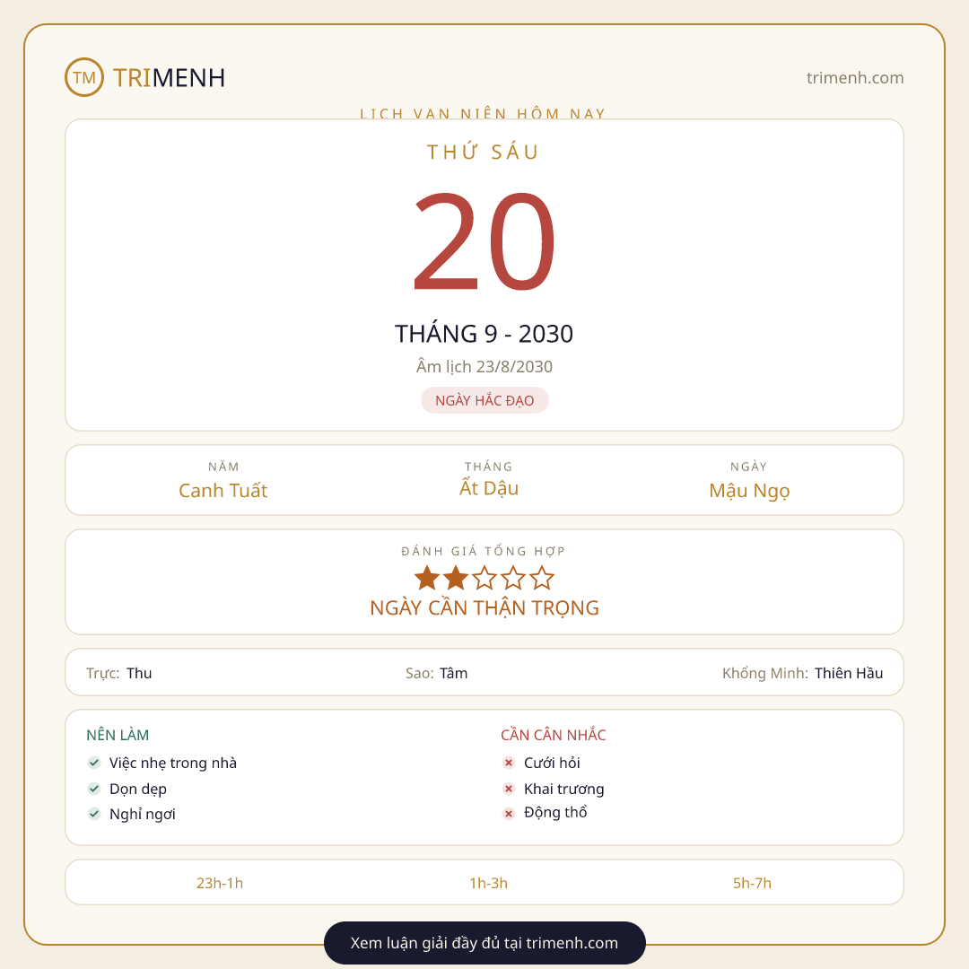 Ảnh lịch ngày 20/9/2030