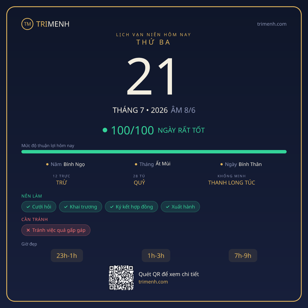 Ảnh lịch ngày 21/7/2026