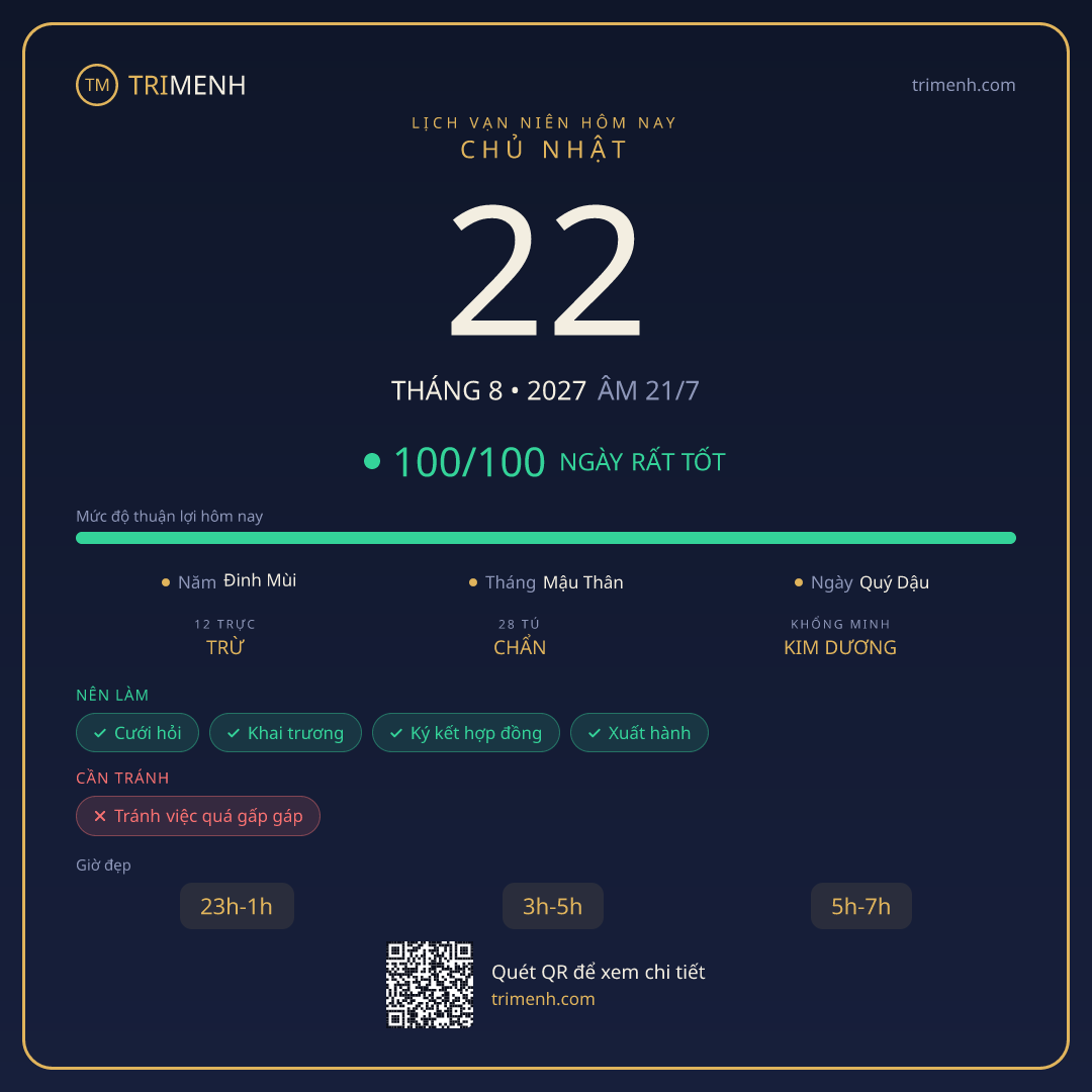 Ảnh lịch ngày 22/8/2027