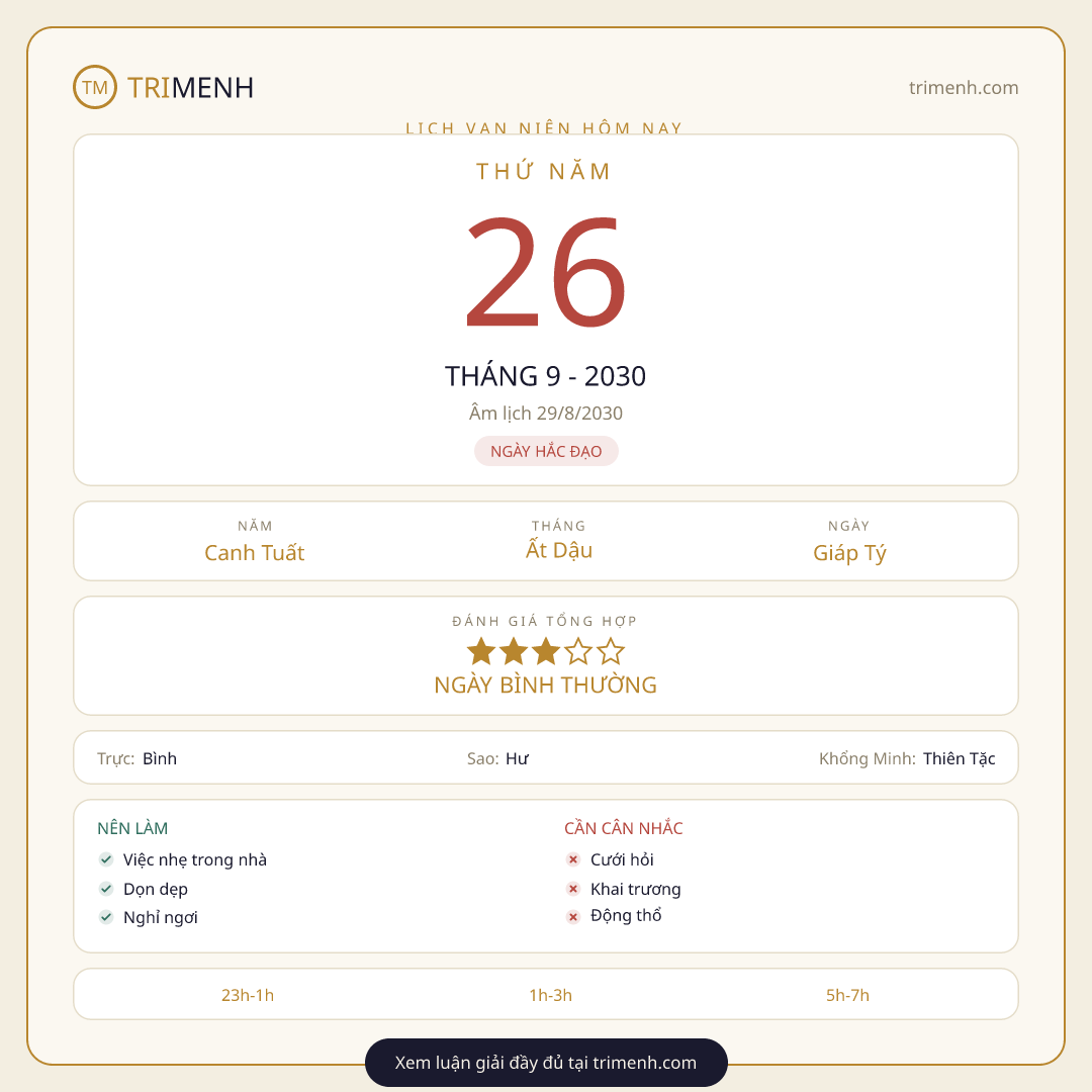 Ảnh lịch ngày 26/9/2030