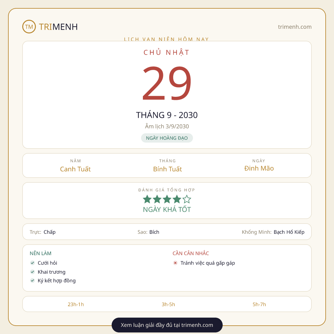 Ảnh lịch ngày 29/9/2030
