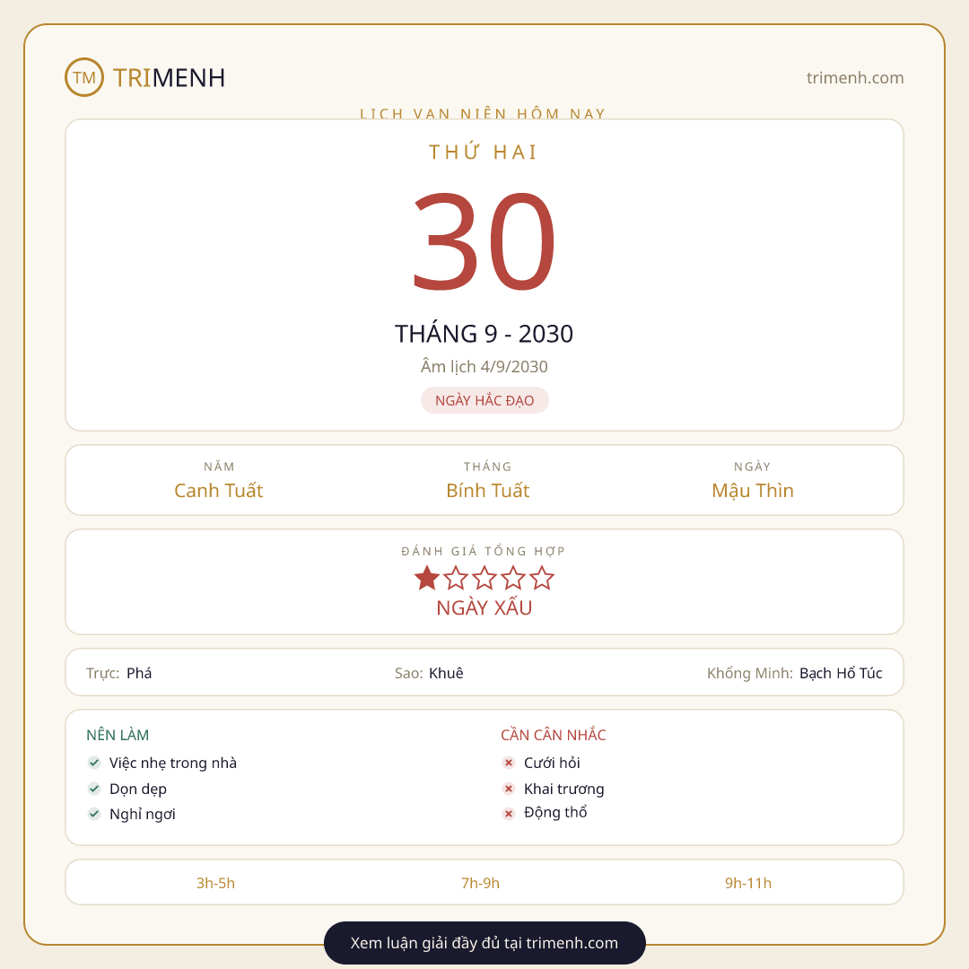 Ảnh lịch ngày 30/9/2030