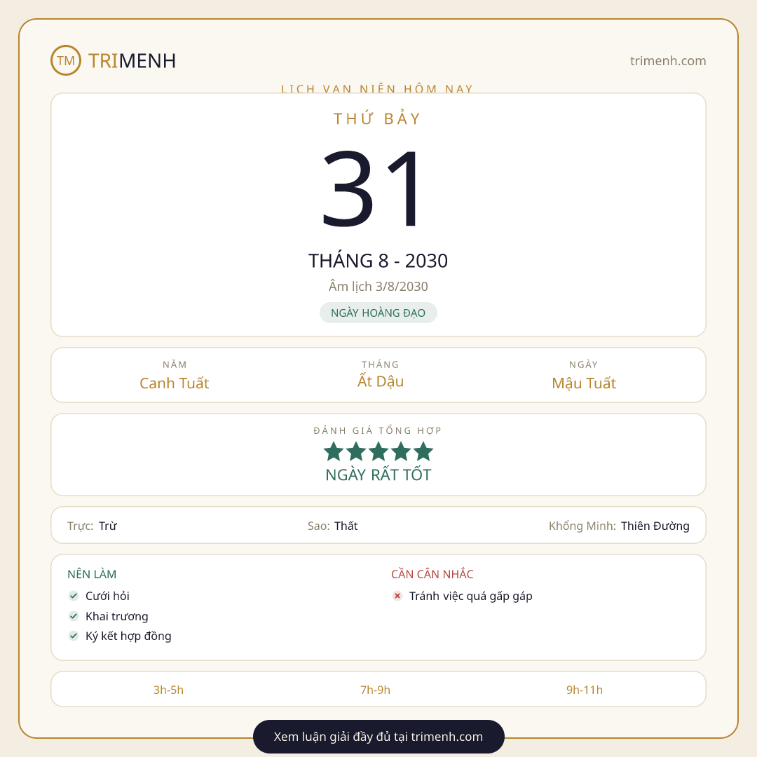 Ảnh lịch ngày 31/8/2030